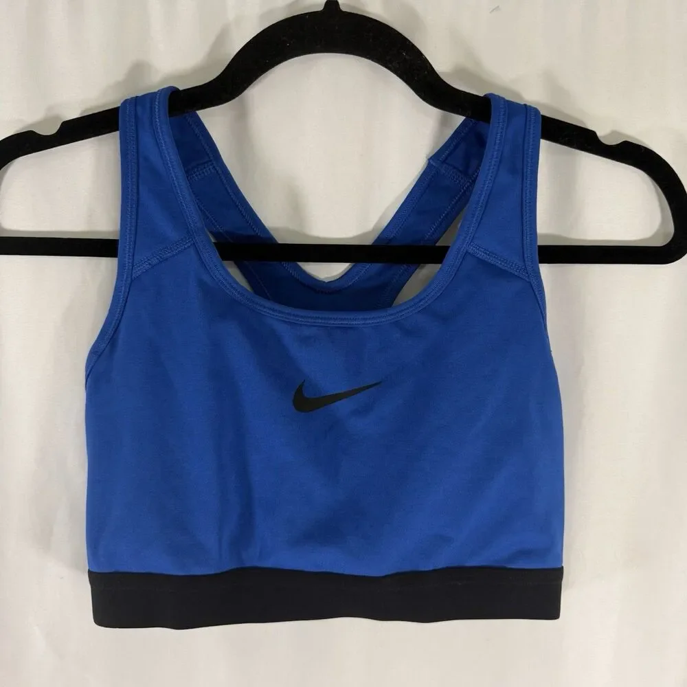 Nike Sports Bra Women's Medium Blue Pullover Center Swoosh Logo